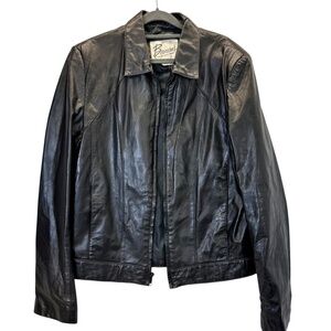 VTG 70’s Bermans Black 100% Leather Motorcycle Jacket Womens 40L